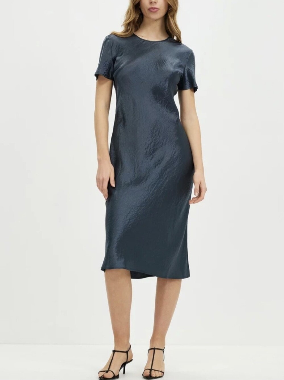 Crush Bias Gun Metal Tee Midi Dress Fall Gift Neutral Party Satin Spring Summer